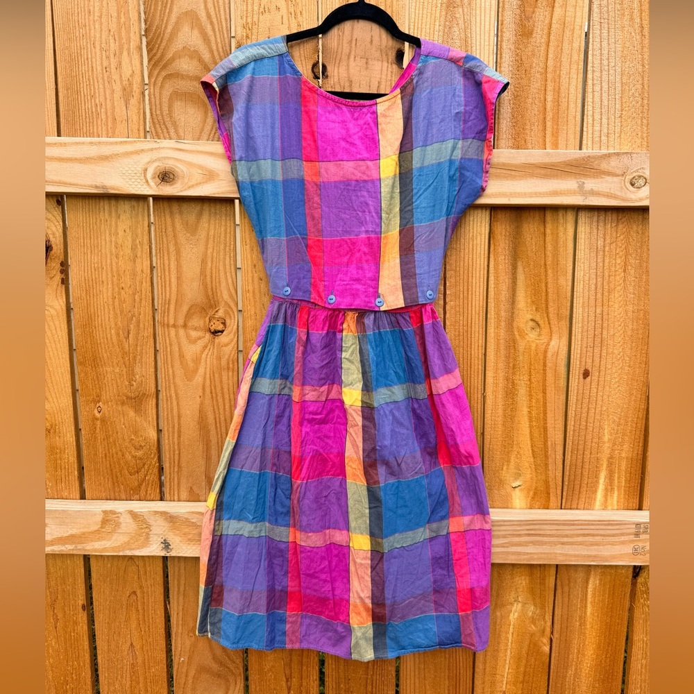 VINTAGE WILD HONEY CALIFORNIA Plaid Summer Dress
